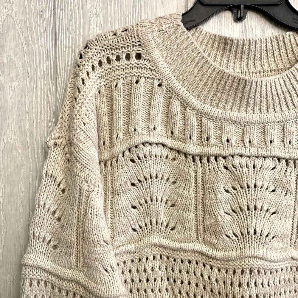 Club Monaco Mixed Pointelle Sweater Oatmeal Beige Cream Size XL NWT - Picture 6 of 9